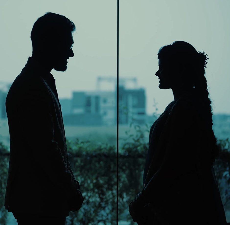 Shreya and Rahul in silhouette